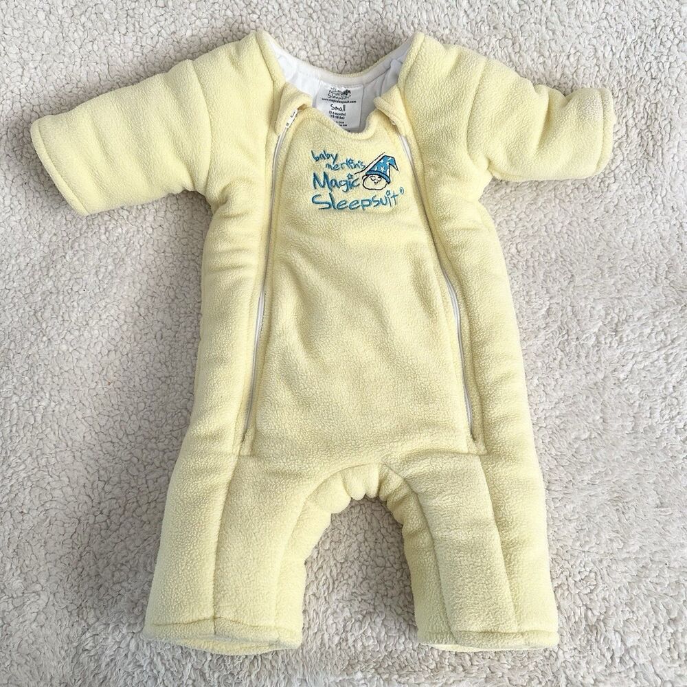 Baby Merlins Magic Sleepsuit Yellow Fleece Wearable Blanket Baby Wear Size Small